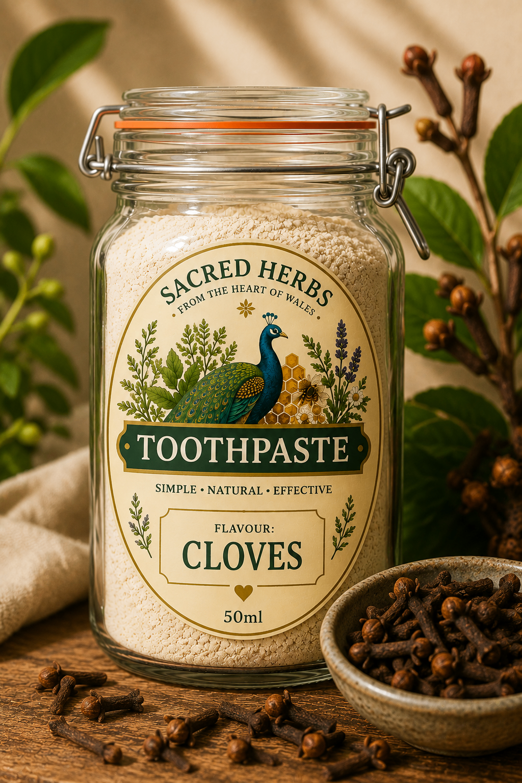 Cloves natural herbal powdered toothpaste, handcrafted in Wales, UK