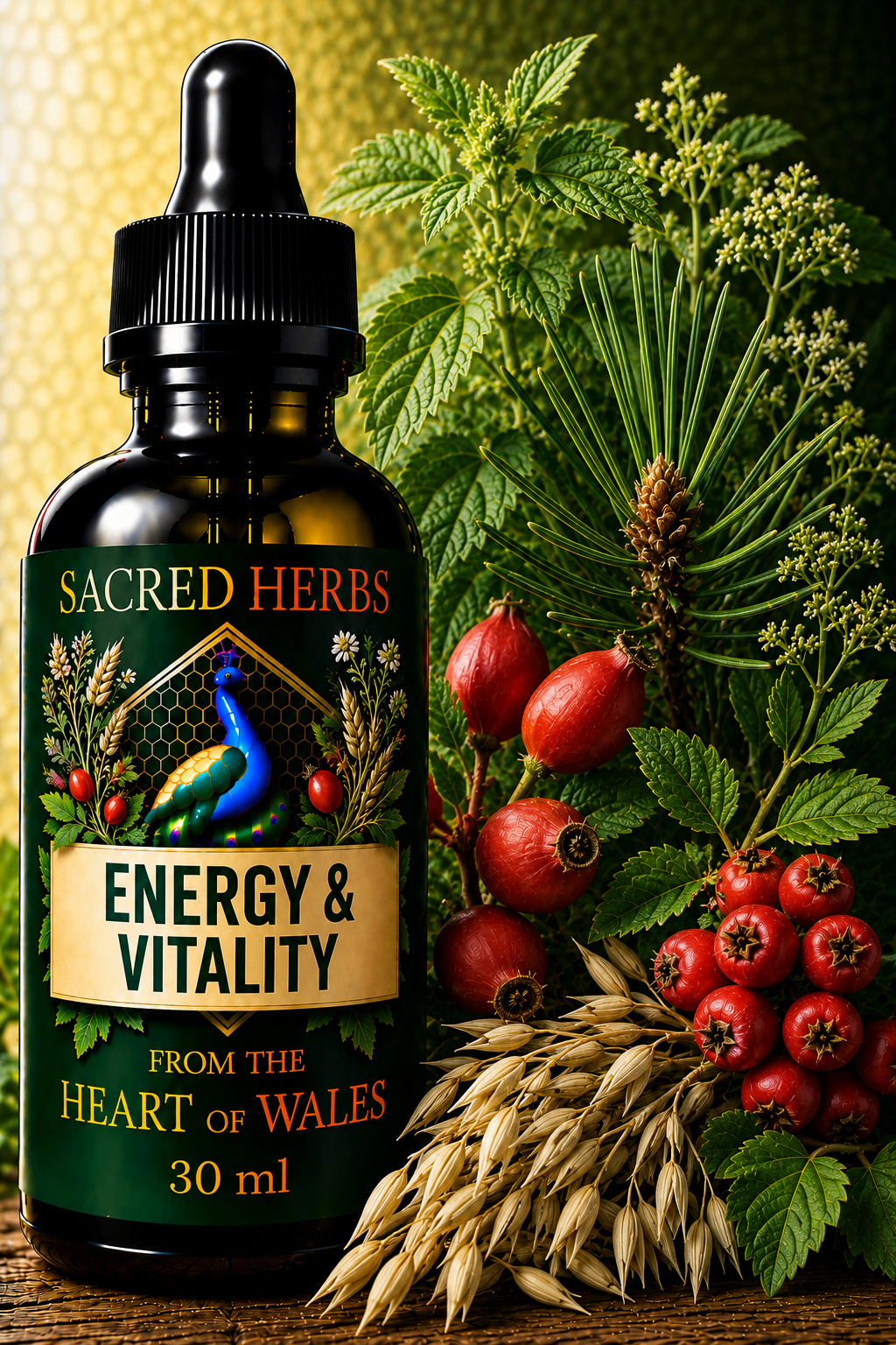 Energy & Vitality functional herbal blend tincture, handcrafted in Wales, UK