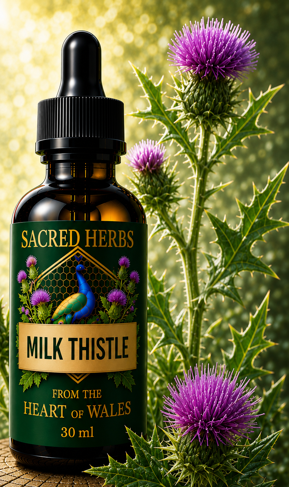 Milk Thistle Tincture (Silybum marianum) handcrafted herbal remedy made in Wales, UK