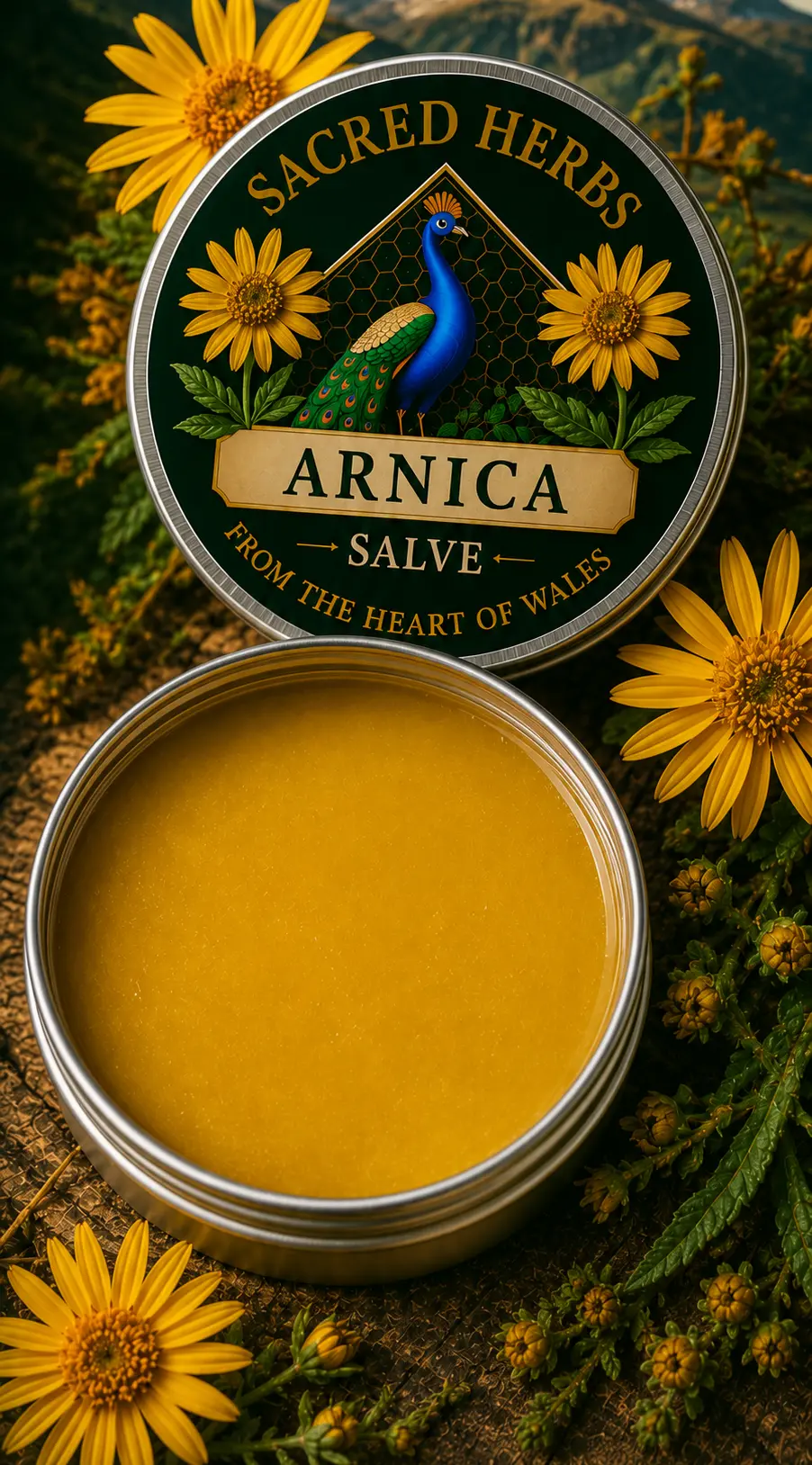 Arnica Salve handcrafted herbal remedy made in Wales, UK