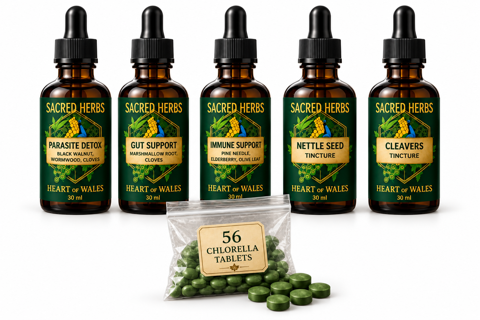 30-Day Complete Parasite Cleanse parasite and heavy metal detox bundle of herbal tinctures, handcrafted in Wales, UK