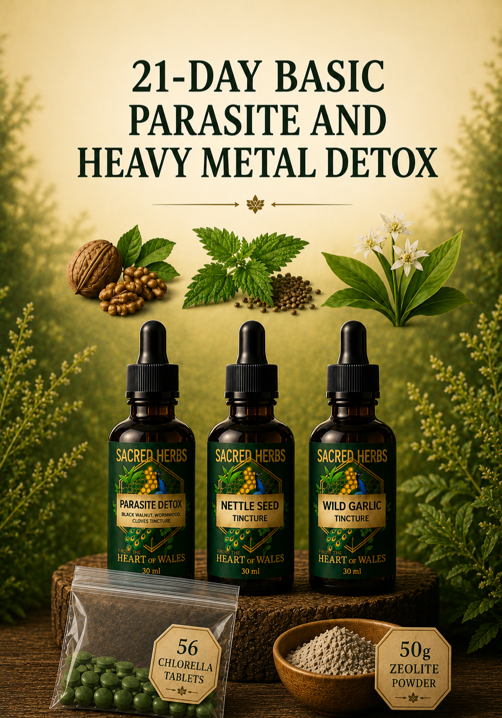 21-Day Basic Parasite & Heavy Metal Detox handcrafted herbal remedy from Wales, UK