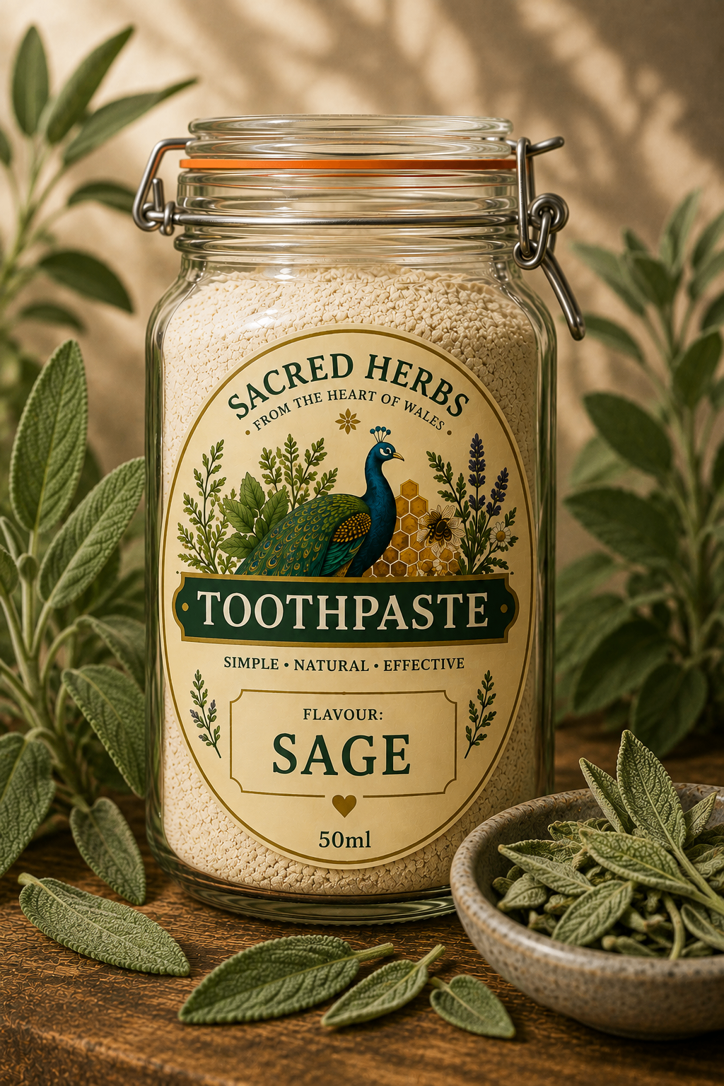 Sage natural herbal powdered toothpaste, handcrafted in Wales, UK