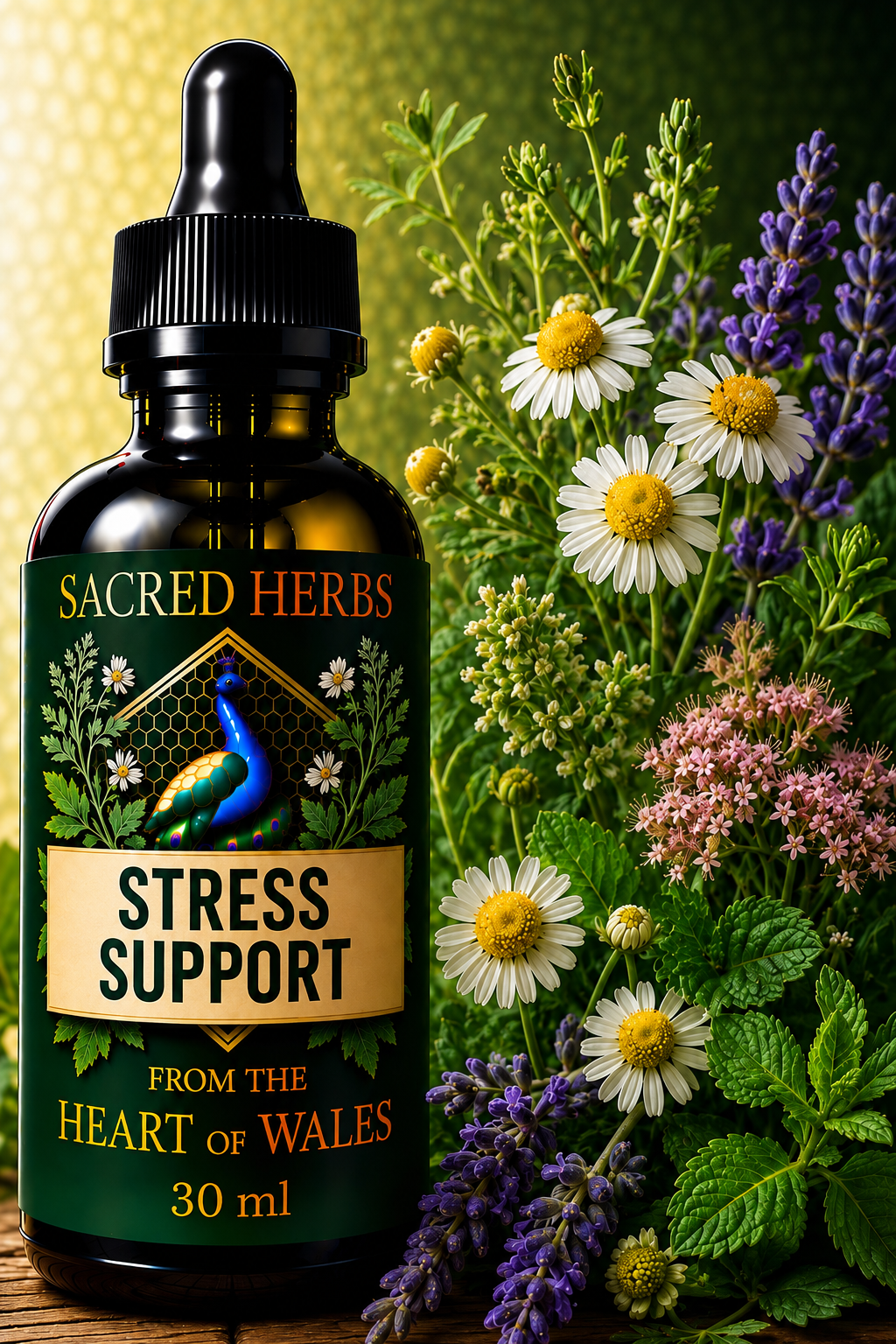 Stress Support functional herbal blend tincture, handcrafted in Wales, UK