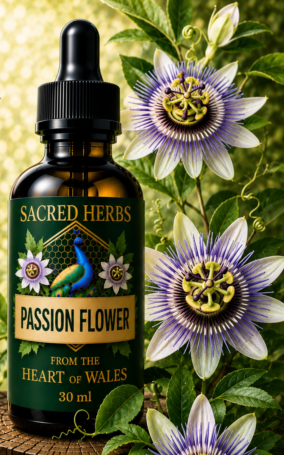 Passion Flower Tincture (Passiflora incarnata) handcrafted herbal remedy made in Wales, UK