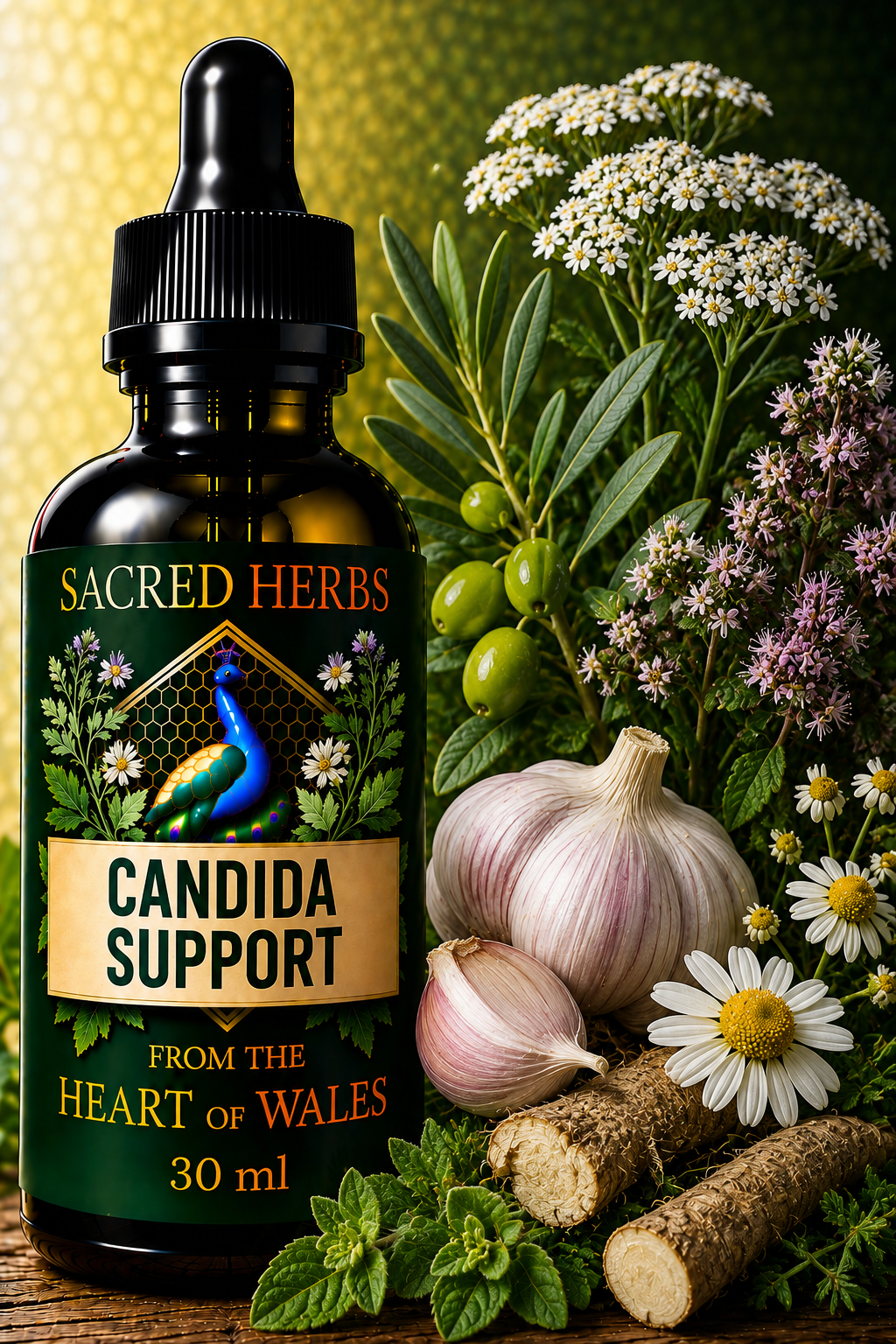 Candida Support functional herbal blend tincture, handcrafted in Wales, UK