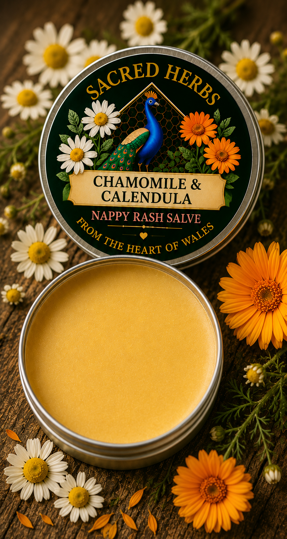 Chamomile & Calendula Baby Salve handcrafted herbal remedy from Wales, UK