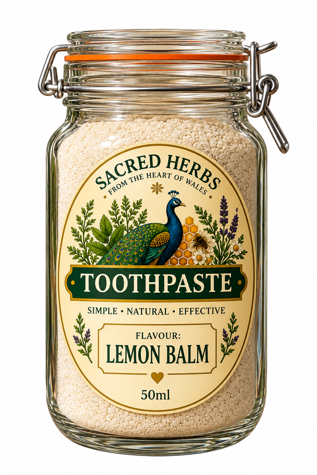 Lemon Balm natural herbal powdered toothpaste, handcrafted in Wales, UK
