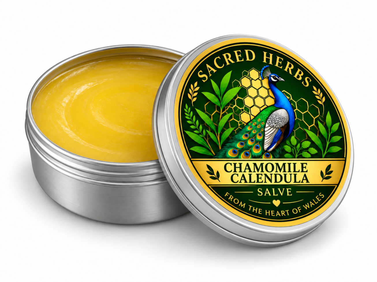 Chamomile & Calendula Salve natural herbal salve in a 50ml tin, handcrafted in Wales, UK
