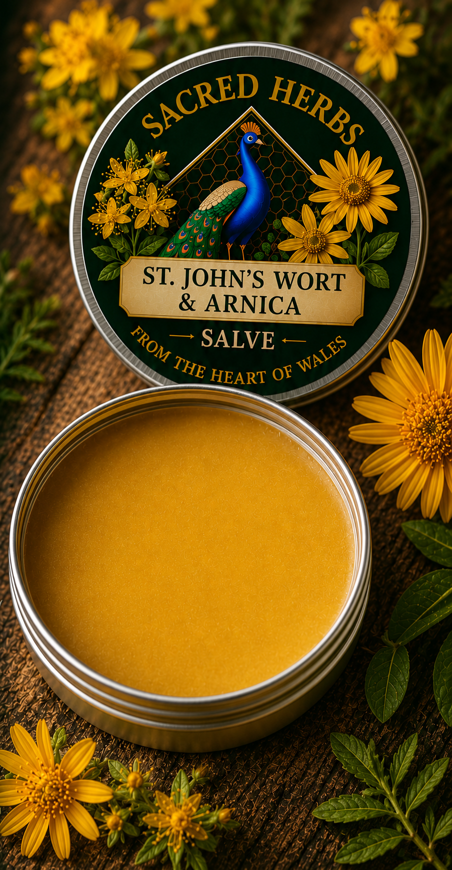 St. John's Wort & Arnica Salve handcrafted herbal remedy from Wales, UK