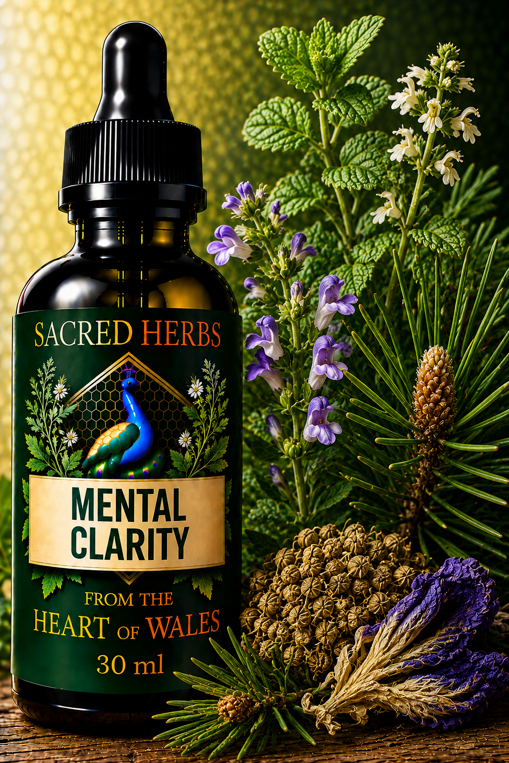 Mental Clarity functional herbal blend tincture, handcrafted in Wales, UK