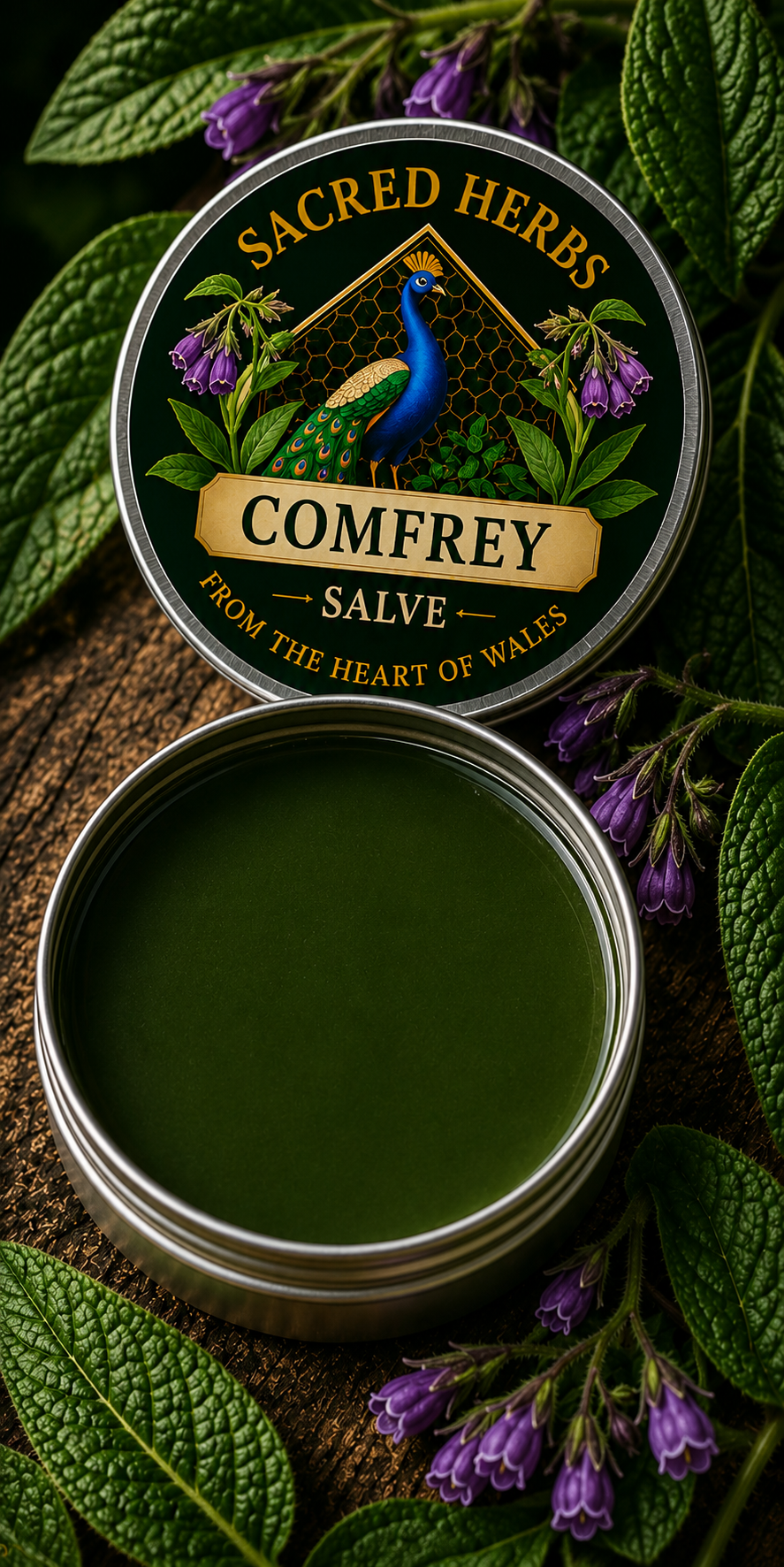 Comfrey Salve handcrafted herbal remedy made in Wales, UK