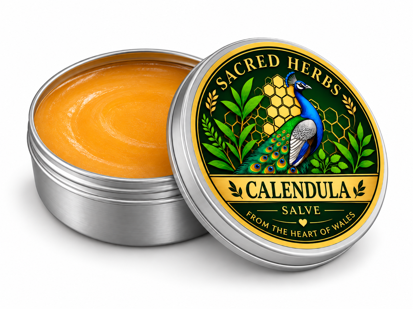 Calendula Salve natural herbal salve in a 50ml tin, handcrafted in Wales, UK