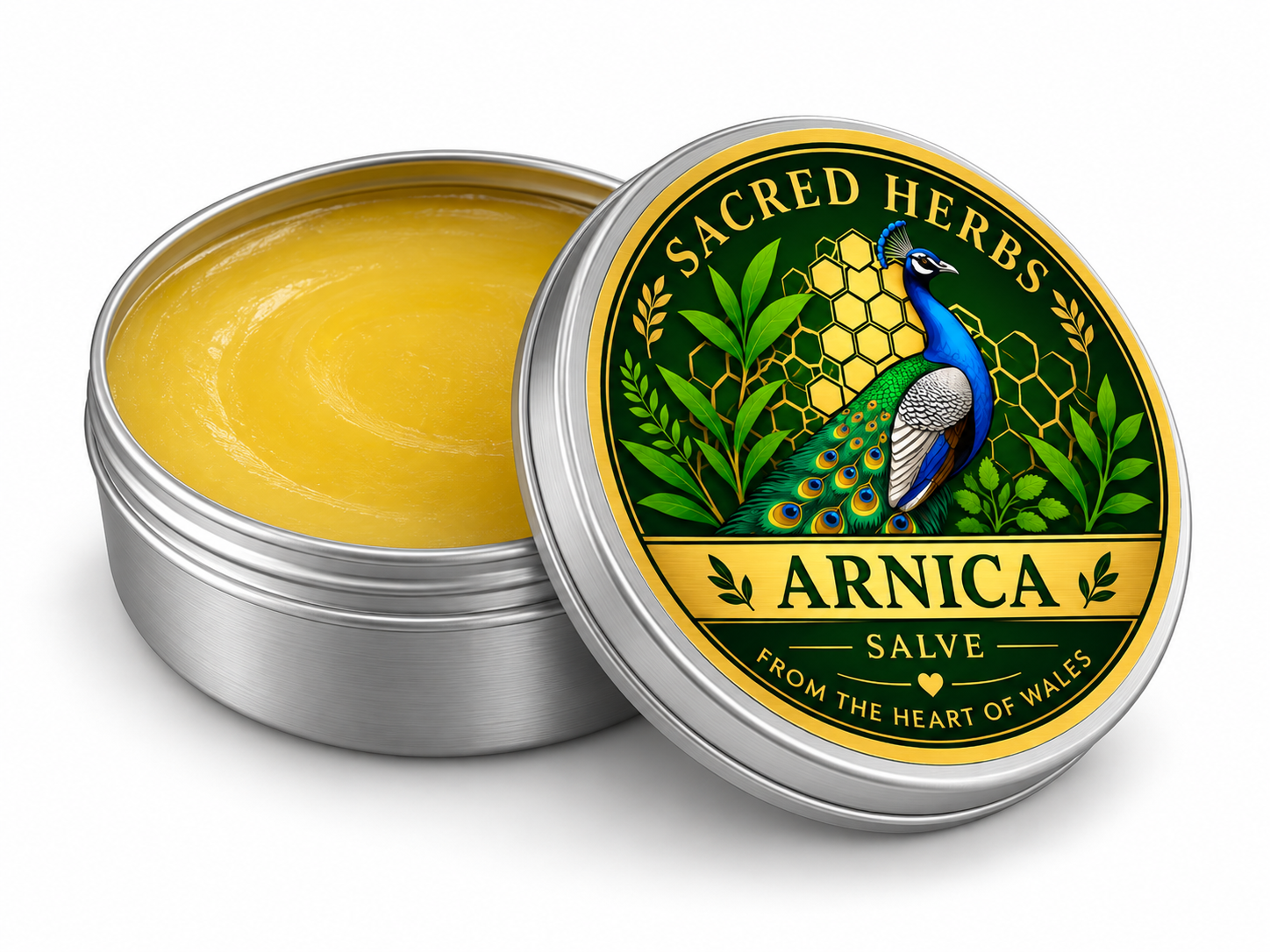 Arnica Salve natural herbal salve in a 50ml tin, handcrafted in Wales, UK