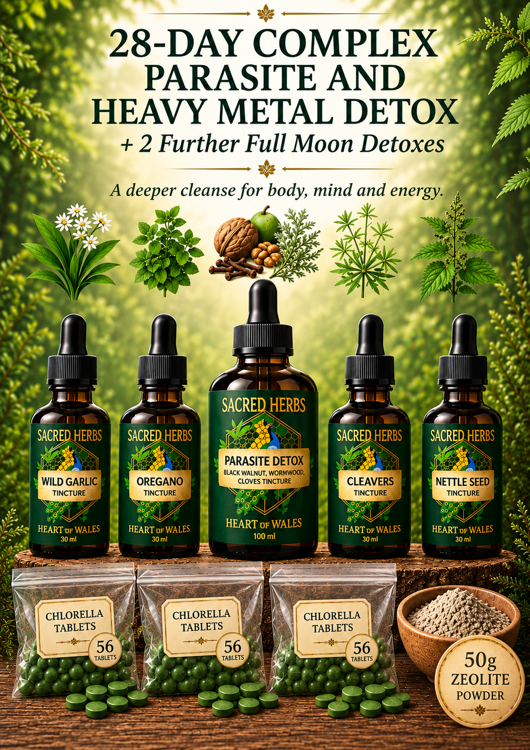 28-Day Complex Parasite & Heavy Metal Detox plus 2 Further Full Moon Detoxes handcrafted herbal remedy from Wales, UK